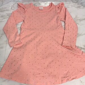 Hanna andersson little girls play dress pink with gold dots size 6/7